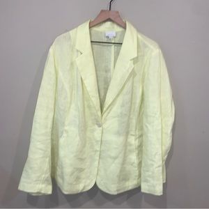 JJILL yellow linen button blazer jacket top XL